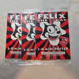 Vintage Felix The Cat 3-D Mini Posters (Lot of 3) 1996 Wendy's Kids Meal Sealed